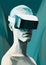 man technology goggles experience futuristic headset gadget digital vr cyber glasses. Generative AI.