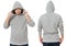 Man in template mens hoodie sweatshirt isolated on white background. Man in blank sweatshirt hoody with copy space and mockup