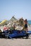 Man thatching parasols, Benalmadena.