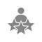 Man and three stars, rating gray icon. User reviews, feedback, add to favorites, quality control symbol