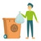 Man throw garbage in a trash bin