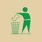 Man Throw Rubbish In Bin Recycle Utilization Logo Web Icon