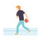 Man Throwing Bowling Ball, Male Bowler Playing Bowling Vector Illustration