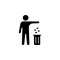 Man, throwing garbage in a bin