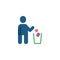 Man throwing trash into a basket flat icon