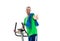 Man with thumb up train with fitness machine