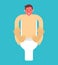 Man on toilet isolated. Guy poop vector illustration