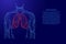 Man torso lungs anatomic organ inside medicine health respiratory system from futuristic polygonal blue lines and glowing stars
