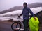 Man with touring bicycle in Norwegian mountains