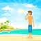 Man Tourist Phone Call Summer Travel Vacation