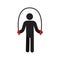 Man training with jumping rope silhouette icon