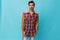 Man travel blue smile friendly shirt happy background confident trendy arm guy attractive plaid