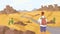 Man traveler observe desert scenery landscape