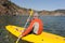 A man traveling by canoe.