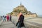 Man travels around the island Mont Saint-Michel