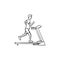 Man on treadmill hand drawn outline doodle icon.