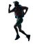 Man trekker trekking running happy silhouette