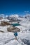 Man is trekking near Gokyo lake in Everest region, Nepal