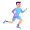 Man triathlon running icon, cartoon style