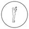 Man is turning to heaven Man up arm Appeal to god Pray concept silhouette icon black color illustration in circle round