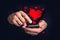 Man typing love text messages on a smartphone for Valentine\'s da