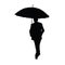 Man with umbrella black silhouette