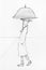 Man under umbrella with perspective lines