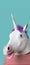Man with a unicorn mask, in stories format