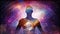 Man universe, meditation, healing, human body energy beams