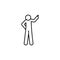Man up, show icon. Element of man pointing finger thin line icon