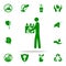 man with used bottles green icon. greenpeace icons universal set for web and mobile