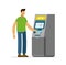 Man uses an ATM. Business, banking vector illustration