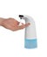 Man using automatic soap dispenser on white background, closeup