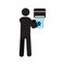 Man using hand dryer at public toilet silhouette icon