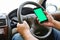 Man Using his mobile phone while driving