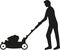 Man using lawn mower silhouette