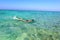 Man on vacation snorkeling in the sea