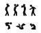 Man in various poses and gestures icon set. Stick figure pictogram human silhouette waving hands.