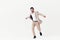 man victory beige businessman winner business copyspace happy smiling running suit