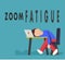 Man video conferencing. Fatigue man sleeping on his work desk. Remote team meeting video online. Zoom fatigue Flat vector illust