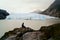Man viewing Glacier, Chile