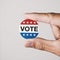 Man with a vote badge for the US election