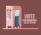 Man at voting booth with vote presidential election text vector design