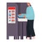 Man voting with ligth brown hair and blue coat in gray voting booth