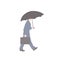 Man walk with umbrella in business suit with briefcase. Vector flat isolated character on a white background.