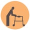 man with walker silhouette icon of Handicapped disability