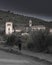 Man walking around the surroundings of the monastery of sant jeroni de la murtra barcelona