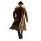 Man walking away. Trench coat and fedora. Mafia man. Private detective. Running away. Back view. Full body view. PNG transparent.