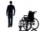 Man walking away from wheelchair silhouette