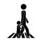 Man walking with boy icon in street